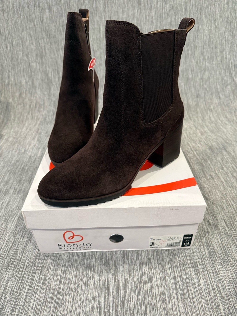 Blondo Chocolate Suede Chelsea Block Heel Boot